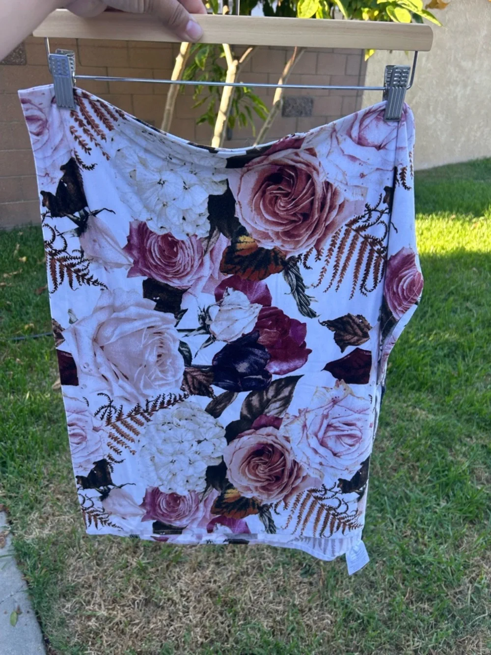 Posh Peanut White Floral swaddle blanket with Pink & Burgundy Roses